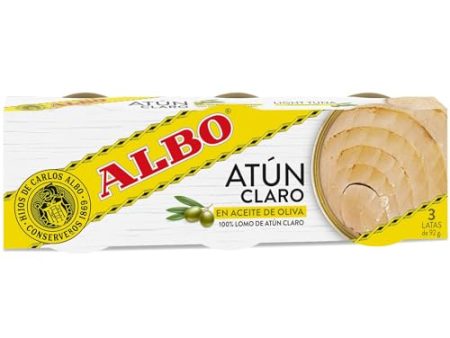 Albo Atún Claro en Aceite de Oliva - Pack de 3 Latas de 67g Embalaje Deteriorado Discount