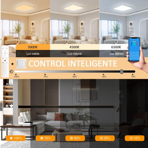 Lámpara de Techo LED Yexati Regulable 24W con Control Remoto y 13 Colores RGB, Impermeable IP54 Embalaje Deteriorado Hot on Sale