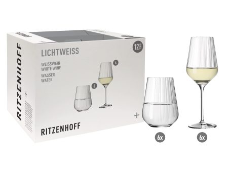 (Falta 1 copa de vino) Ritzenhoff 6111010 - Elegante Juego de Copas de Vino Blanco y Agua (11 Unidades, 300 ml) con Diseño de Estrella Embalaje Deteriorado Online